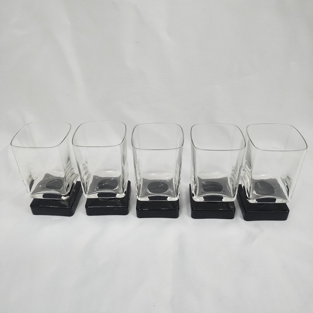 Vintage MCM Disaronno Amethyst Square Pedestal Base Glasses set‎ of 5